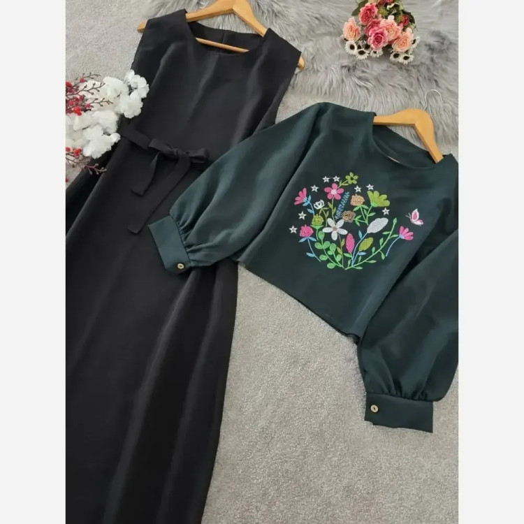 رویه و سارافون آرامش مازراتی گلدوزی شده فری سایز زنانه