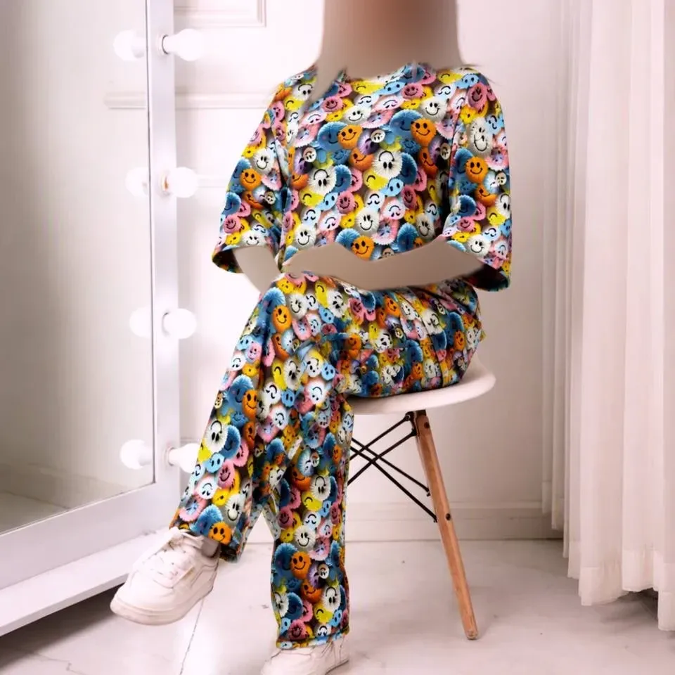 ست تیشرت شلوار راحتی سه بعدی پنبه گیاهی درجه یک نرم و لطیف بدون آبرفت زنانه