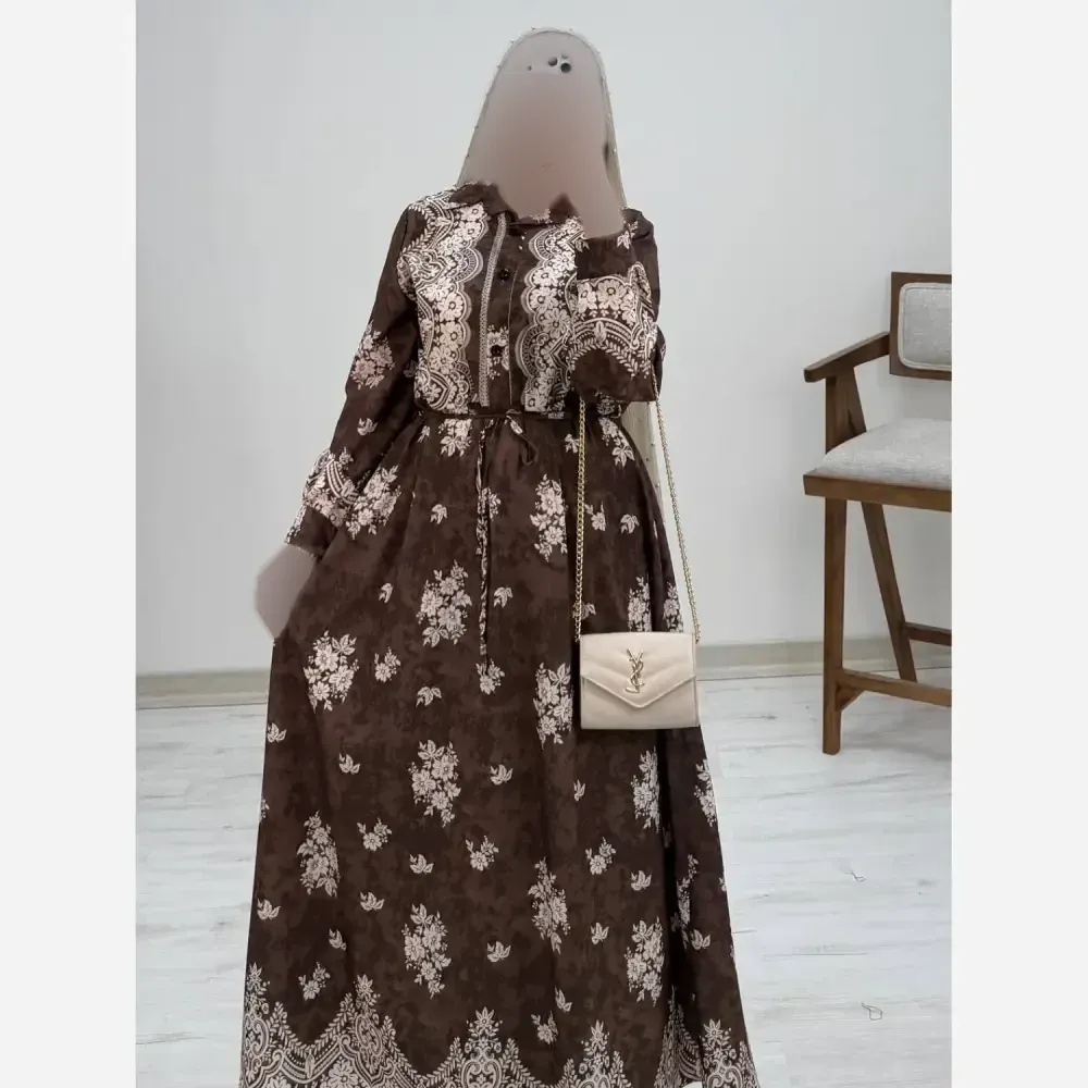 پیراهن ساحلی زنانه فلورنخ مدل زنبق رنگ مشکی سورمه ای نسکافه ای کله غازی فری سایز