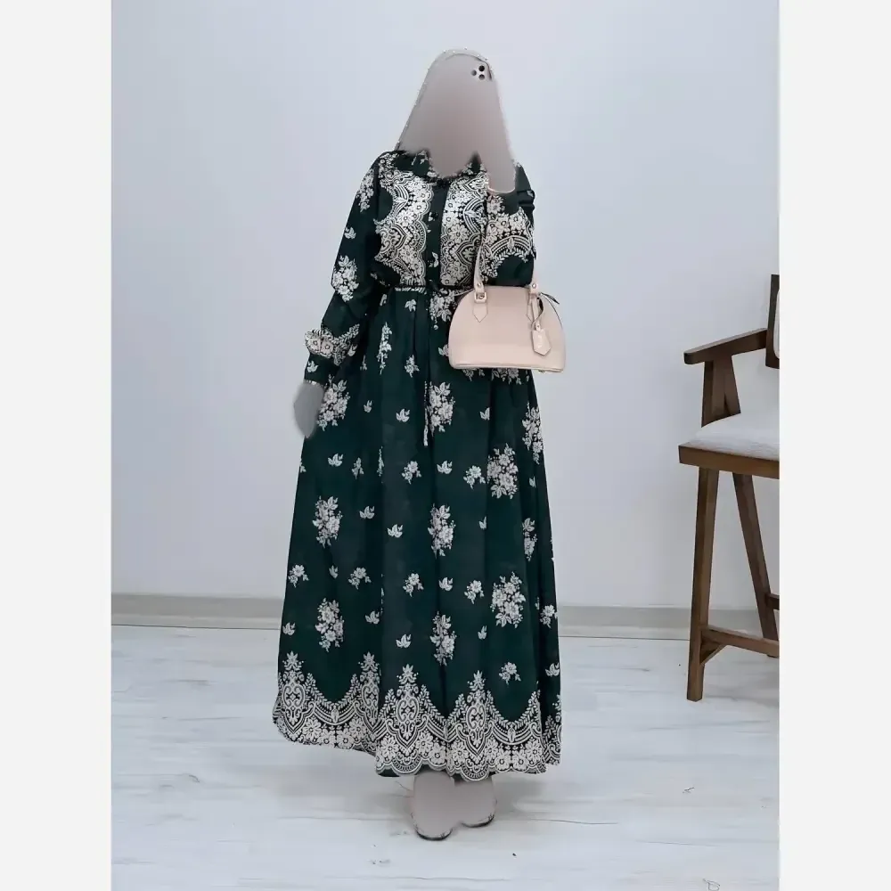 پیراهن ساحلی زنانه فلورنخ مدل زنبق رنگ مشکی سورمه ای نسکافه ای کله غازی فری سایز