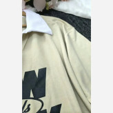 ست پولوشرت و شلوار زنانه طرح نیویورک جنس گلکسی نخ پنبه رنگ کرم و سبز سایز فری سایز