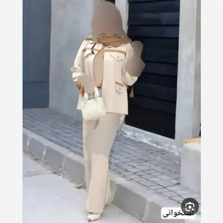 ست 2تیکه زنانه جنس سوپرمازراتی اعلا مدل دلداده رنگ مشکی قهوه ای نسکافه ای سایز 38 تا 46