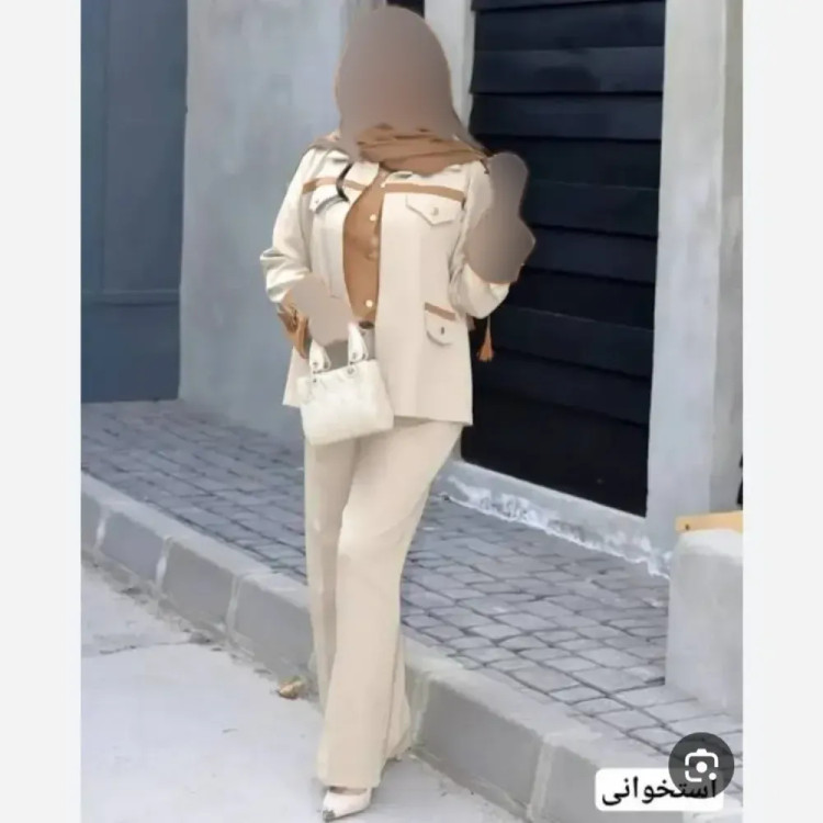 ست 2تیکه زنانه جنس سوپرمازراتی اعلا مدل دلداده رنگ مشکی قهوه ای نسکافه ای سایز 38 تا 46