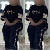 ست تیشرت و شلوار زنانه جنس پنبه گلکسی رنگ مشکی سایز فری سایز