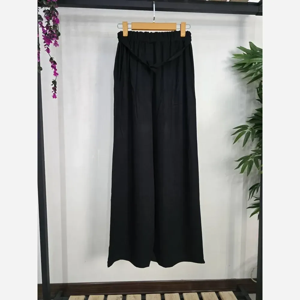 شلوار تنسل مشکی سایز 44 تا 50 سبک و خنک ریزشی شیک کیفیت درجه یک