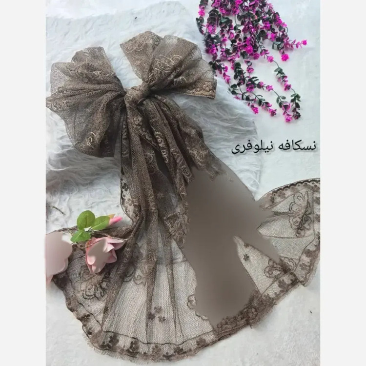 شال تور دانتل طرحدار حاشیه دانتل ابعاد 180 در 70 سانتیمتر