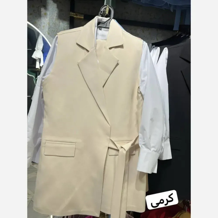 سه تیکه ترلان کرپ مازراتی شومیز تترون کرمی سایز یک و دو