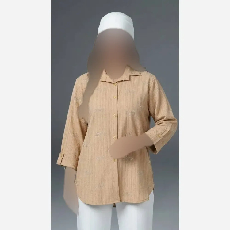 شومیز مانتویی نگینی ترلان سوپر کراش فری سایز زنانه