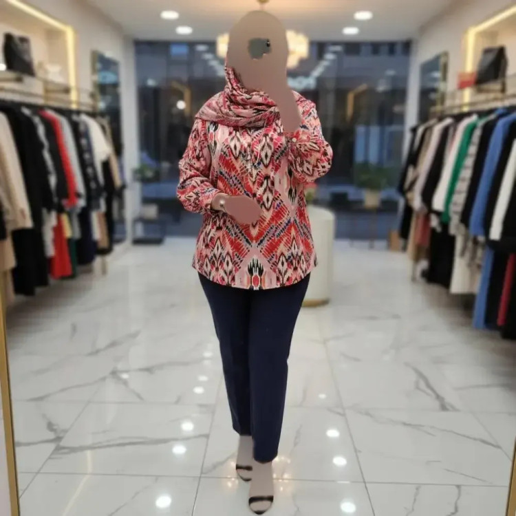 شومیز حنا ساتن حریر طرحدار مجلسی شیک زنانه فری سایز