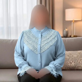 شومیز زنانه نسترن مزون دوز جنس الیزه مصری اعلا خرج کار گیپور ترک وارداتی سبز کرم مشکی آبی سفید