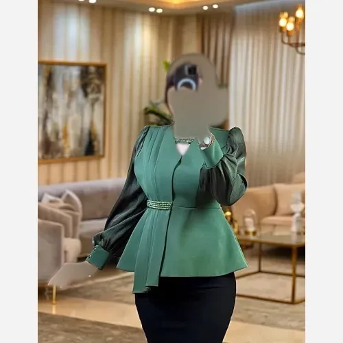 کت زنانه مدل مهتاب پارچه مازراتی و آستین ارگانزا مروارید دوزی شده