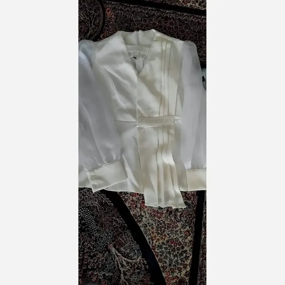 کت زنانه مدل مهتاب پارچه مازراتی و آستین ارگانزا مروارید دوزی شده