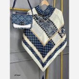 ست کیف و روسری طرح گوچی مخمل و چرم صنعتی با روسری نخی منگوله دار سایز 130