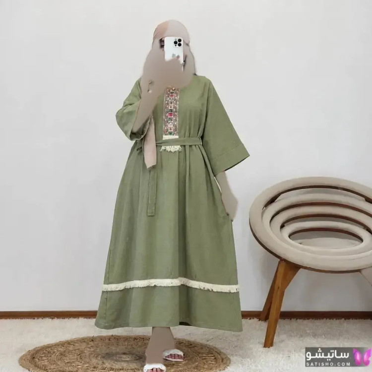 کفتان نوار کنفی جنس موسلین دبل فیس درجه یک فری سایز رنگ مشکی و سدری