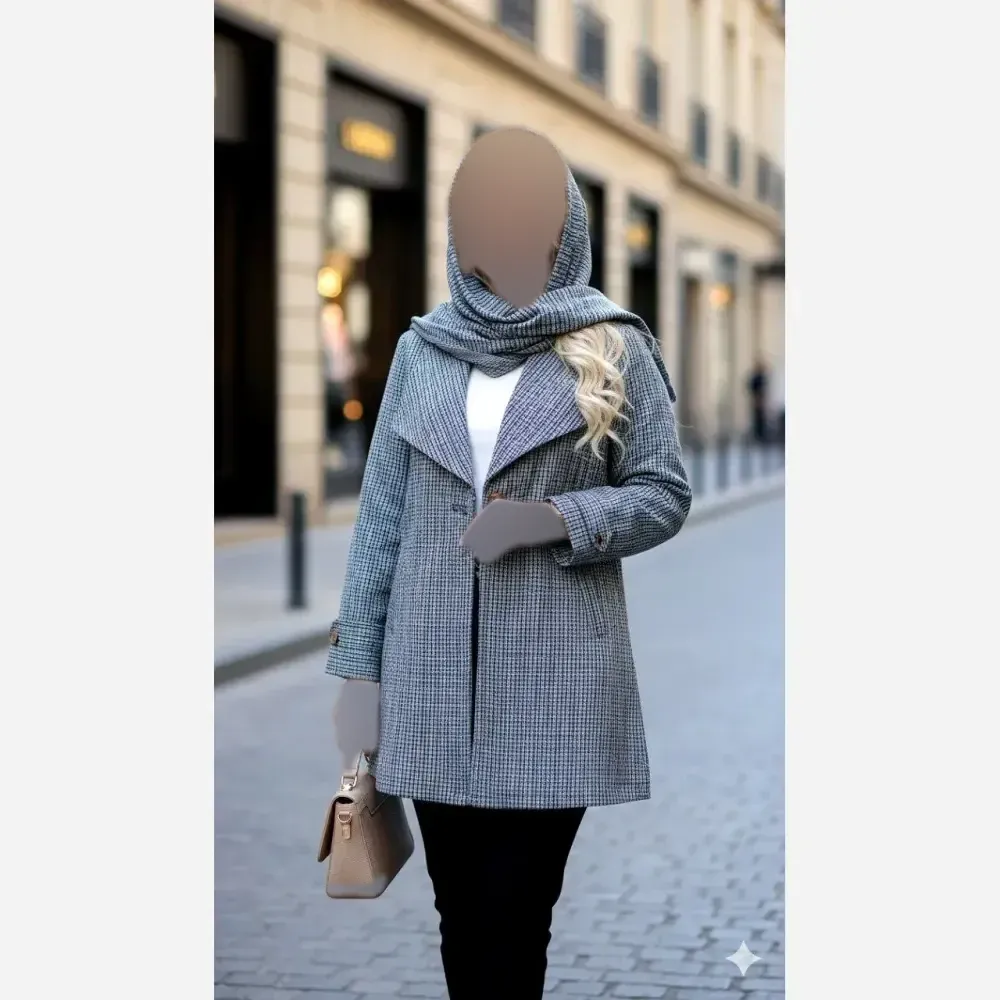مانتو یقه ارشال ریما قد 85 زنانه تک رنگ سایز یک و دو