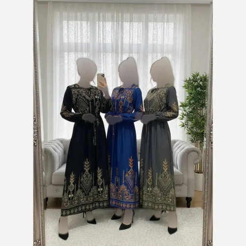 پیراهن کتیبه کلوش زنانه فری سایز جنس بوگاتی اعلاء قد 140