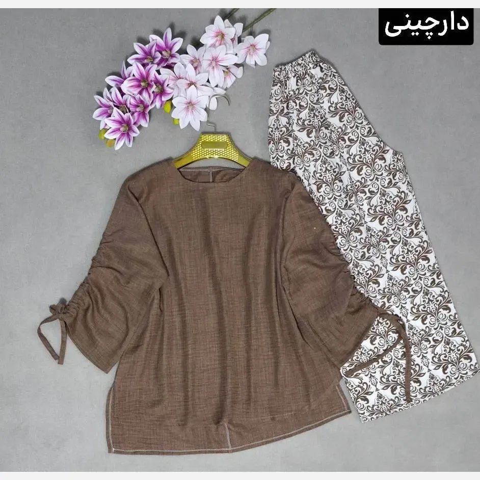 ست شومیز و شلوار نخی اعلا آناهیتا فری سایز تا 48