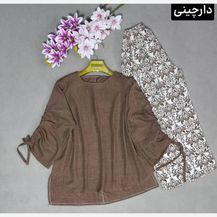 ست شومیز و شلوار نخی اعلا آناهیتا فری سایز تا 48