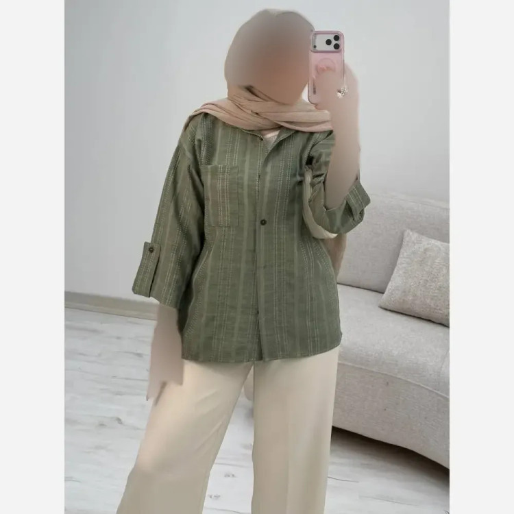 شومیز کوک دوزی مینو جنس شانتون فری سایز 38 تا 46