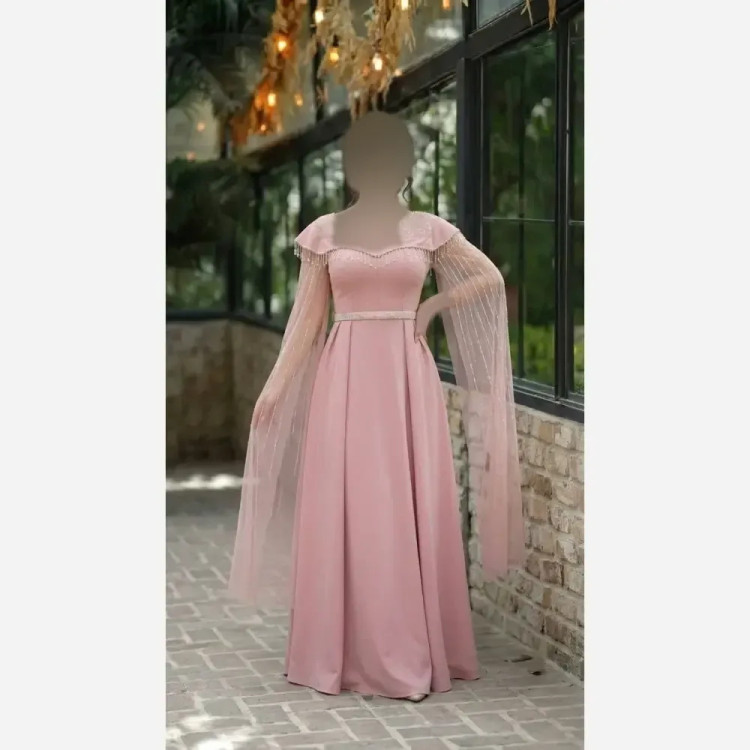 لباس مجلسی پروانه جنس شاین و ساتن قد 150