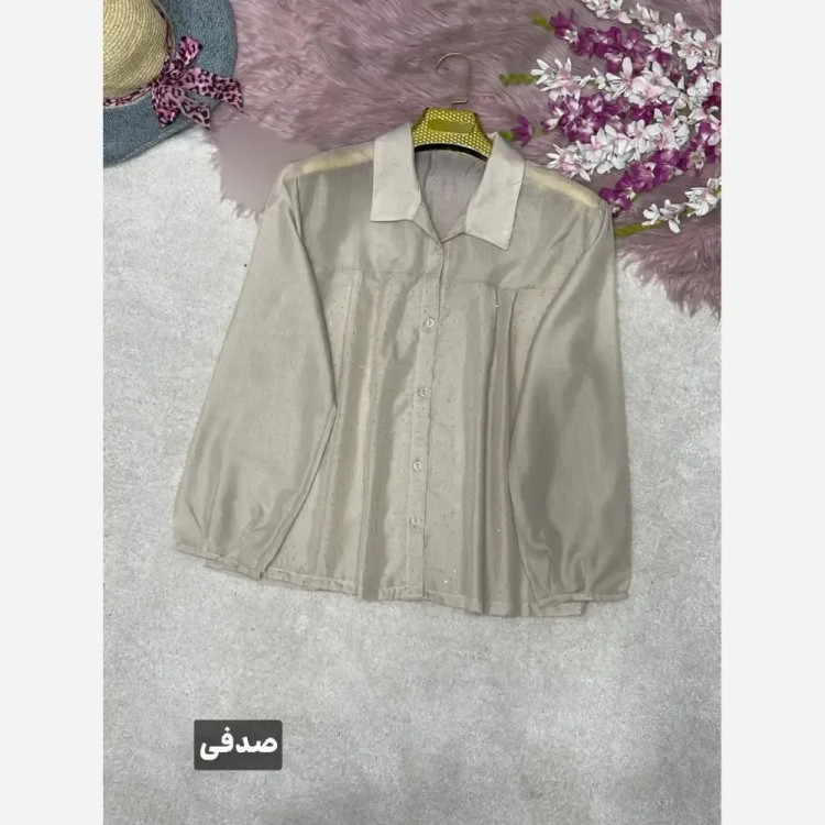 شومیز نگینی مهتا جنس شیشه ای نگین کوبی شده فری سایز
