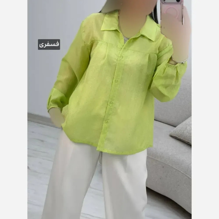 شومیز نگینی مهتا جنس شیشه ای نگین کوبی شده فری سایز