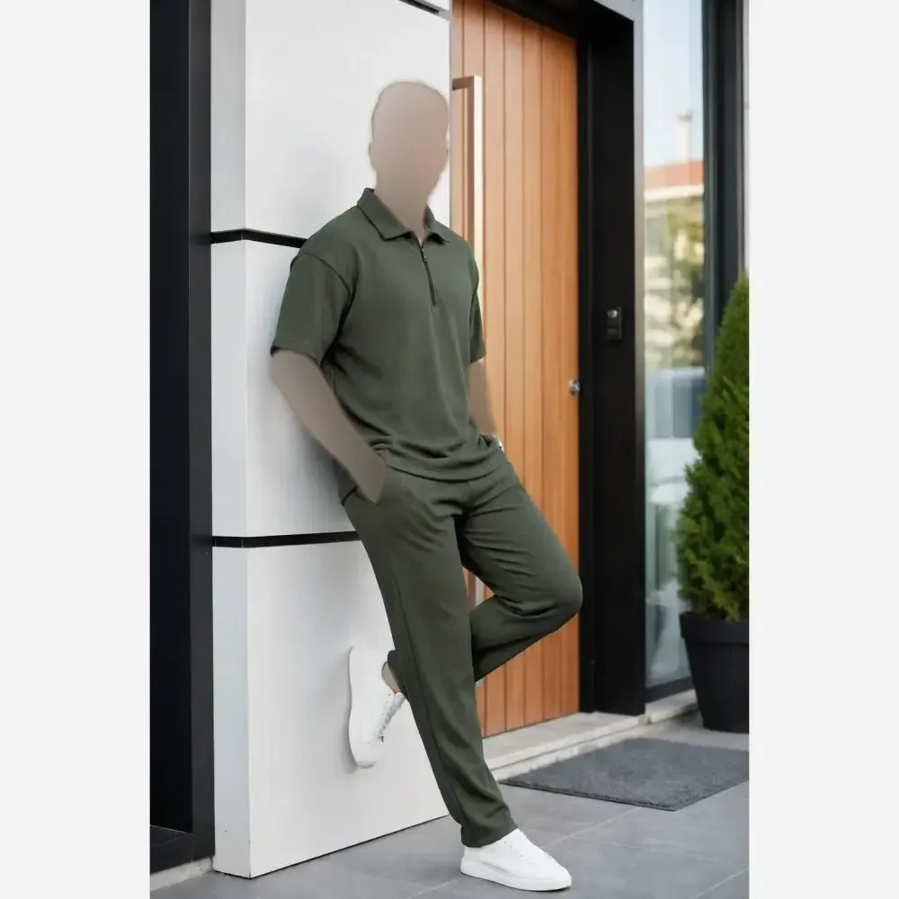 ست مردانه نیم زیپ بیسکویتی با کیفیت رنگ بندی متنوع فری سایز