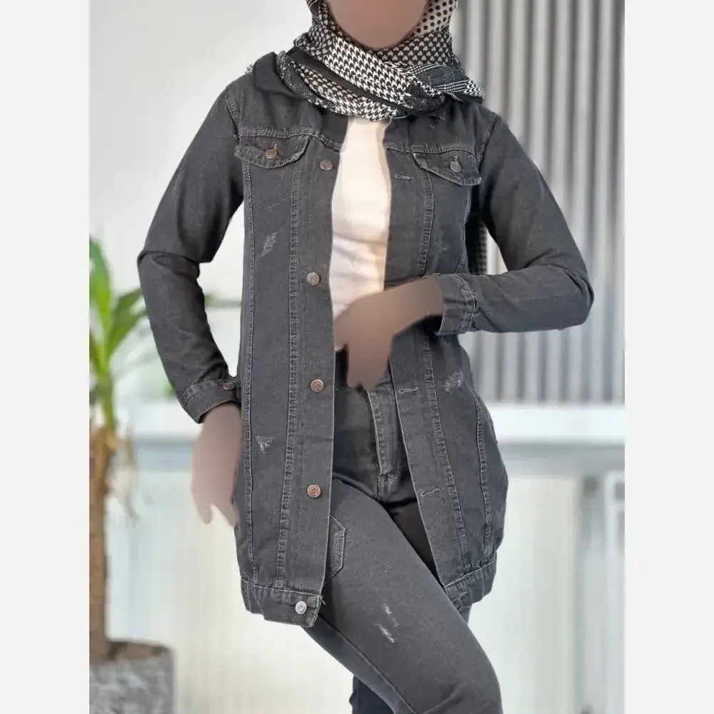 کت جین بلند زنانه ضخیم اصل سنگشور شده در رنگ ها و سایزهای متنوع