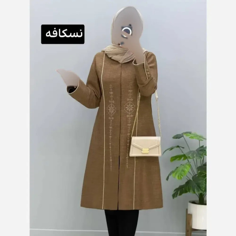 مانتو مزونی دلبرپارت 2 شانتون صوفیا یقه هفت ایستاده سایزبندی 46 تا 54