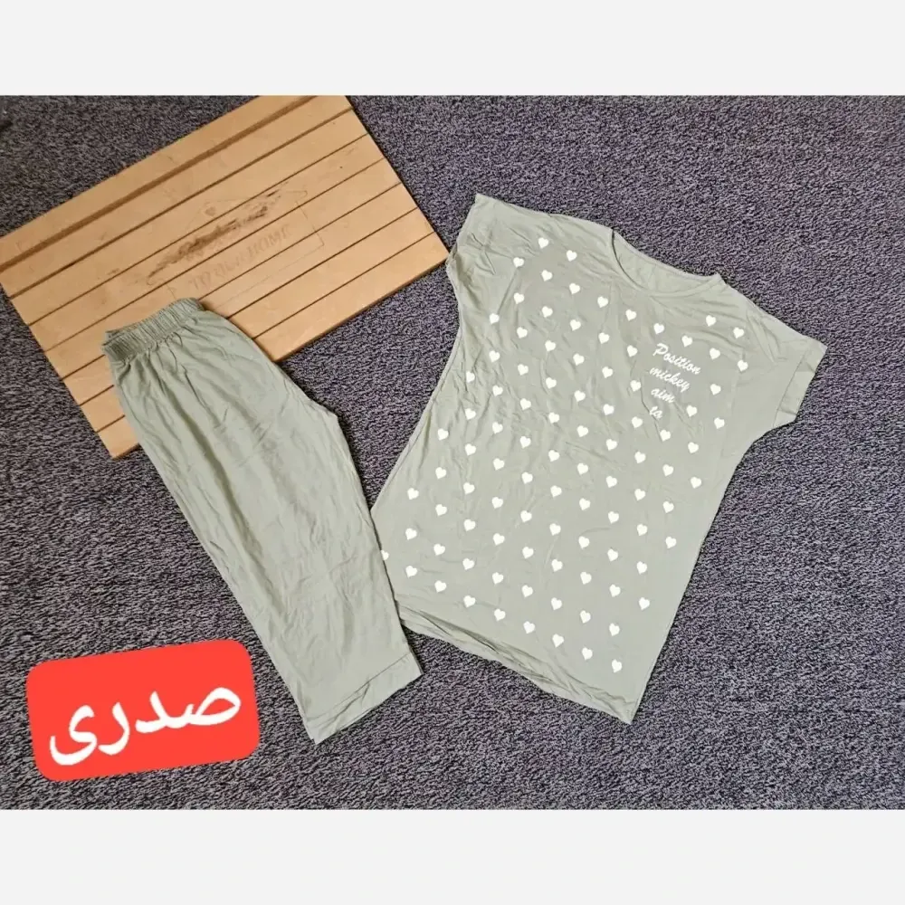 ست تیشرت شلوارک ویسکوز طرح قلب فری سایز