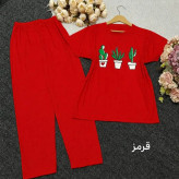 ست تیشرت شلوار کاکتوس جنس اسپان لاکرا سایز فری سایز