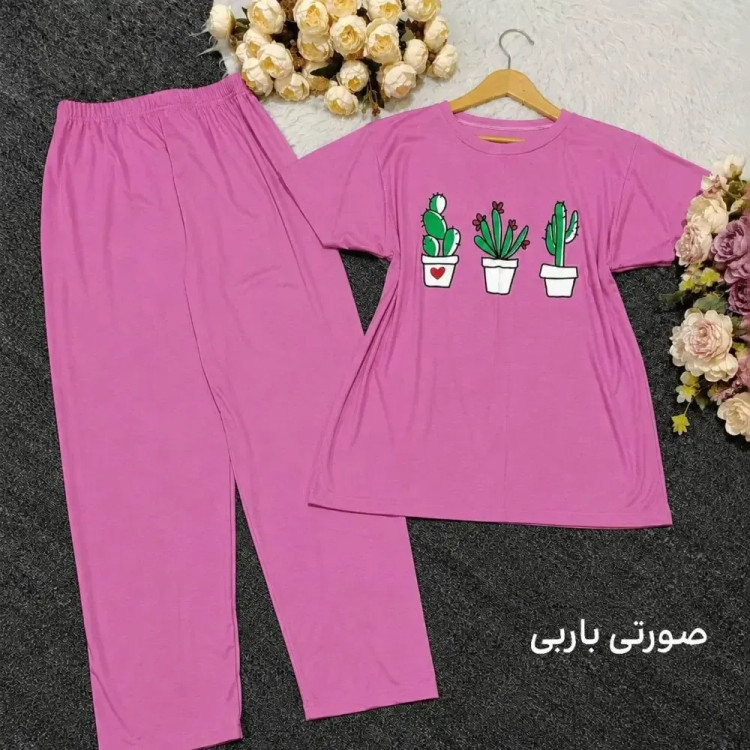 ست تیشرت شلوار کاکتوس جنس اسپان لاکرا سایز فری سایز