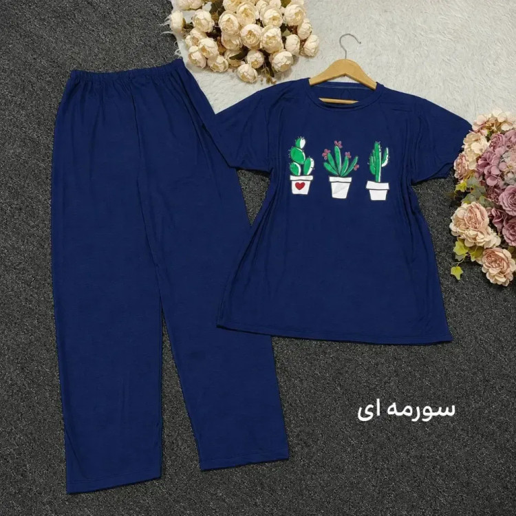 ست تیشرت شلوار کاکتوس جنس اسپان لاکرا سایز فری سایز