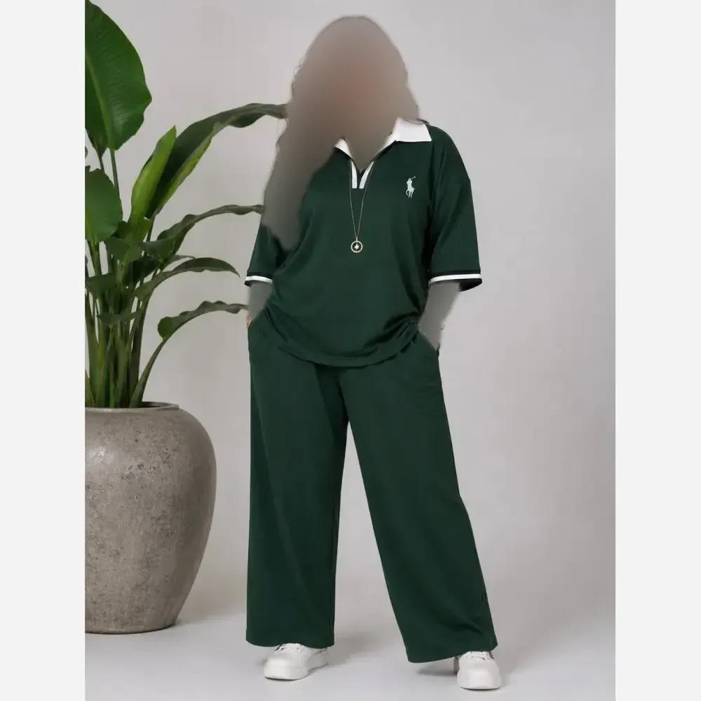 ست دو تیکه تیشرت و شلوار polo جنس گلکسی پنبه فری سایز تا 48