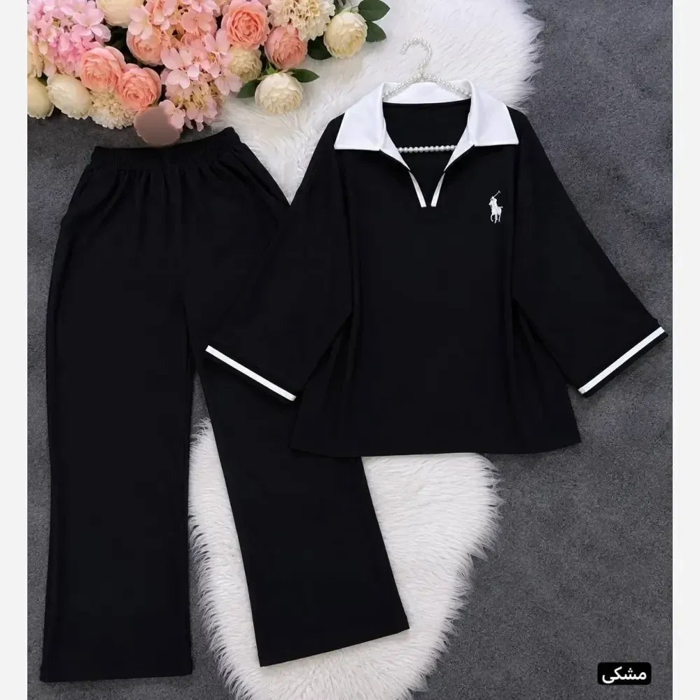 ست دو تیکه تیشرت و شلوار polo جنس گلکسی پنبه فری سایز تا 48