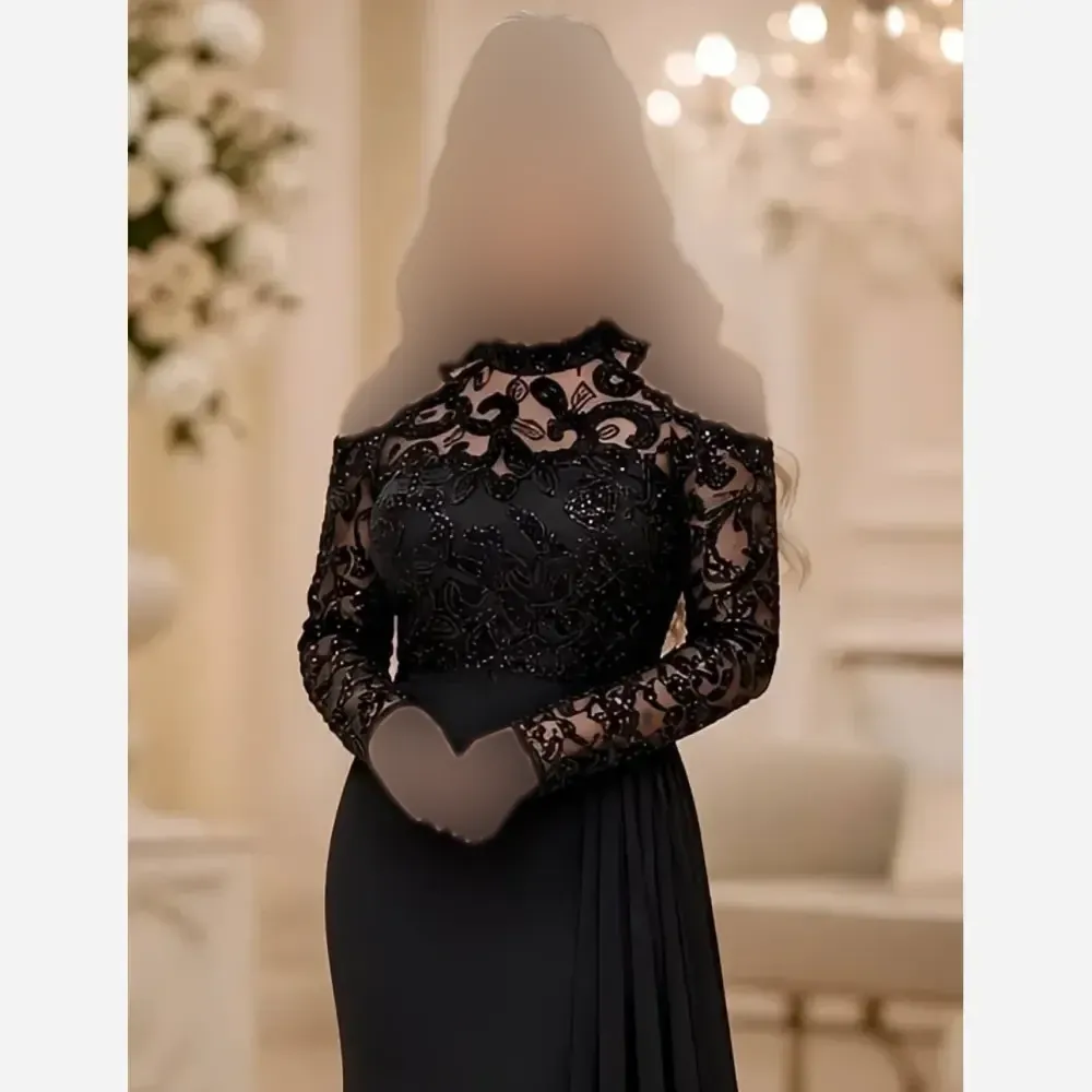 مانتو کرپ غواصی گل برجسته ترک مشکی سایزبندی کامل