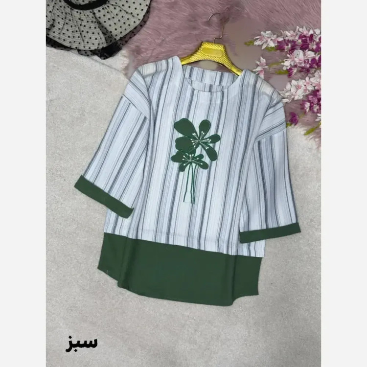 شومیز گلدوزی پرنسا جنس لنین بیسکویتی سایز فری 38 تا 46 در رنگ بندی متنوع