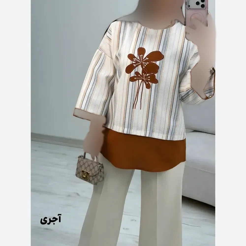 شومیز گلدوزی پرنسا جنس لنین بیسکویتی سایز فری 38 تا 46 در رنگ بندی متنوع