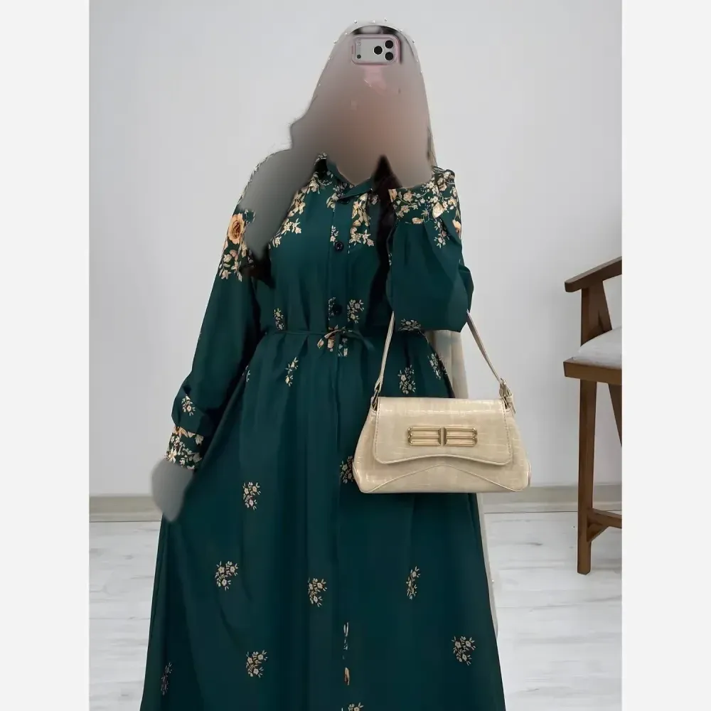 پیراهن ساحلی رز کرپ بوگاتی زنانه فری سایز سورمهای صورتی کلهغازی طلایی