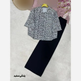 شومیز شلوار طرح دار کرپ بوگاتی فری سایز 38 تا 46