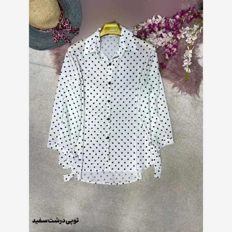 شومیز طرحدار چیچک کرپ الیزه چاپی فری سایز 38 تا 46