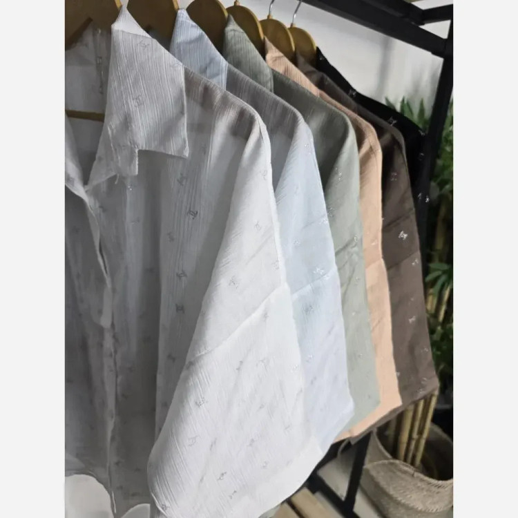 شومیز شیشه ای چنل زنانه فری سایز رنگ بندی متنوع
