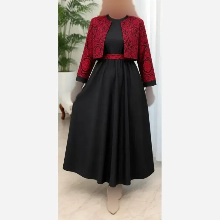 ست کت و سارافون مدل ترنج جنس کت تافته و سارافون کرپ اندونزی فری سایز