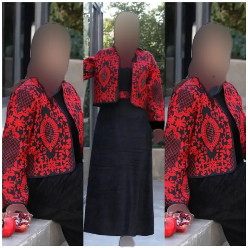 ست کت و سارافون مدل ترنج جنس کت تافته و سارافون کرپ اندونزی فری سایز