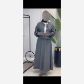 کت دامن مجلسی زنانه مدل دایانا جنس دبل ایوا اعلا رنگ سورمه ای طوسی نسکافه ای فری سایز