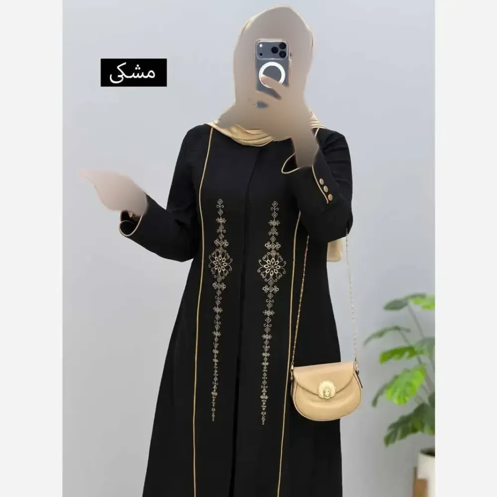 مانتو مزونی شانتون صوفیا جودن یقه هفت سایز بزرگ مناسب سایز 46 تا 54 رنگ آبی و مشکی