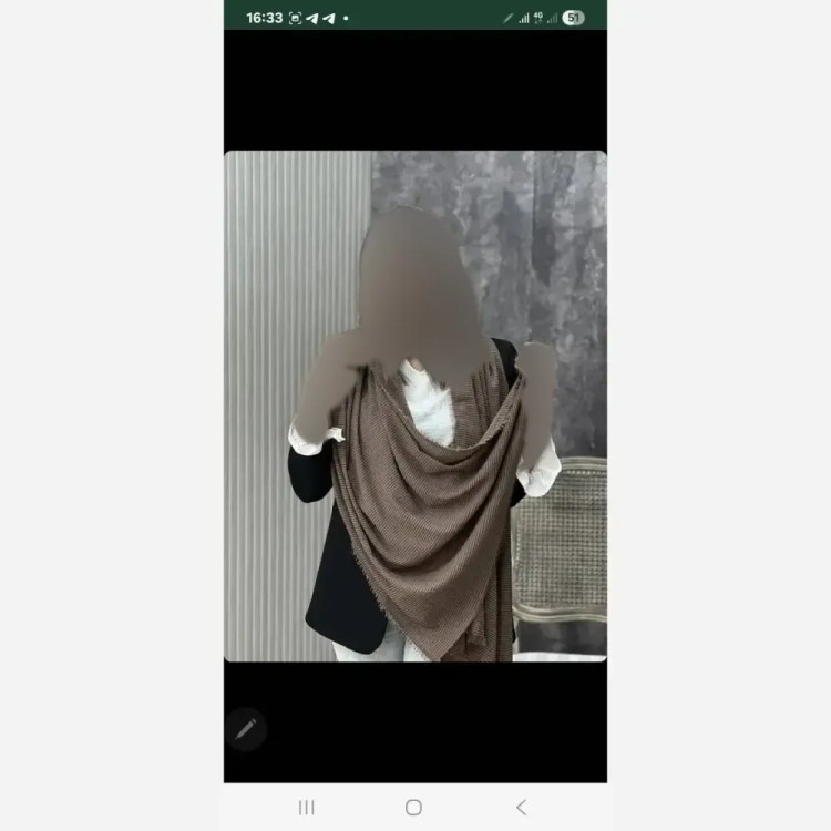 شال زنانه لب ریش جنس کنف سنگ شور بهاره شیک