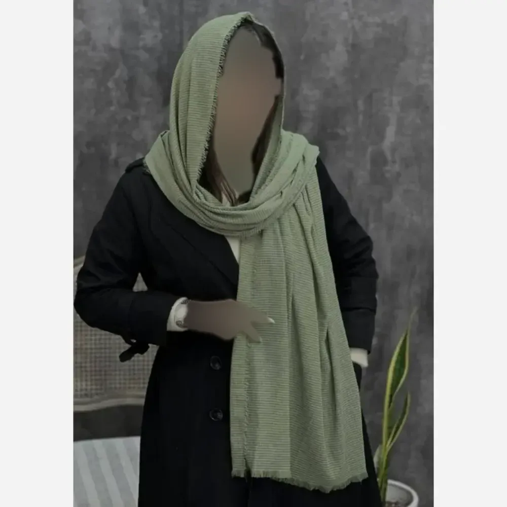 شال زنانه لب ریش جنس کنف سنگ شور بهاره شیک