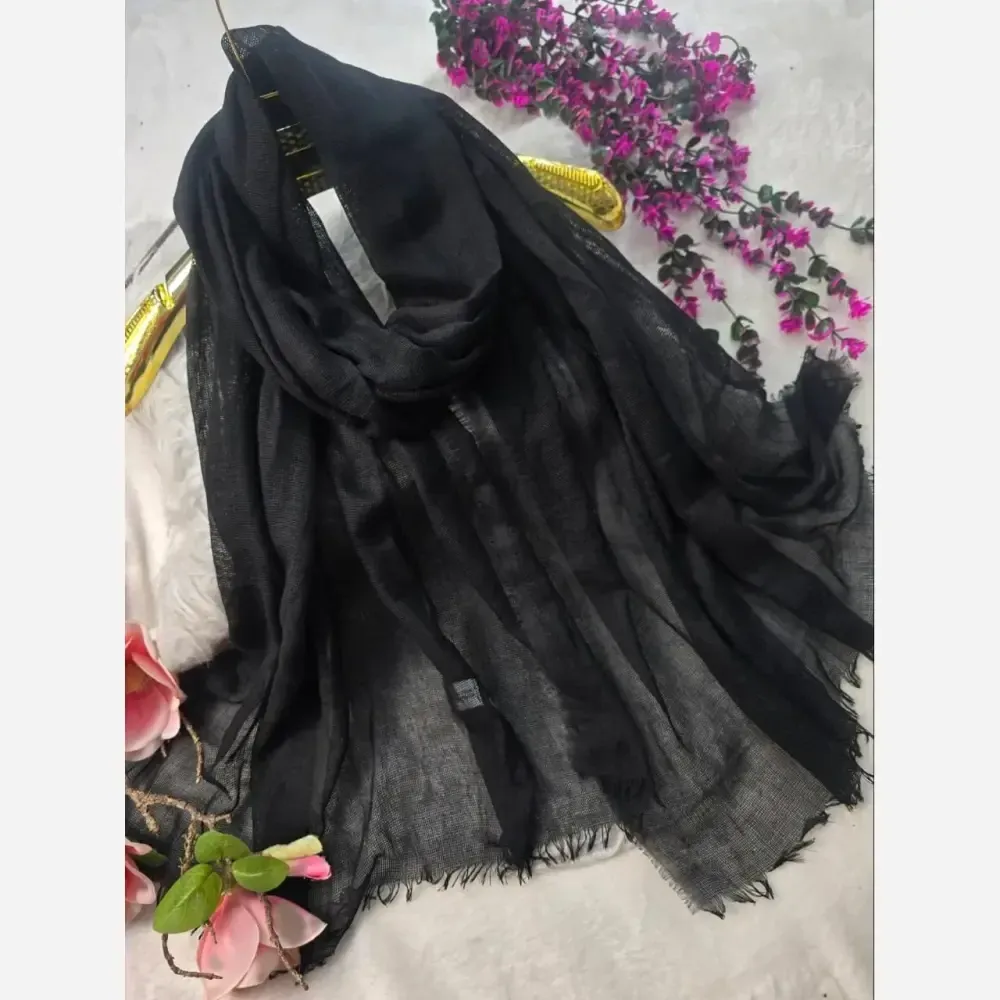 شال زنانه لب ریش جنس کنف سنگ شور بهاره شیک