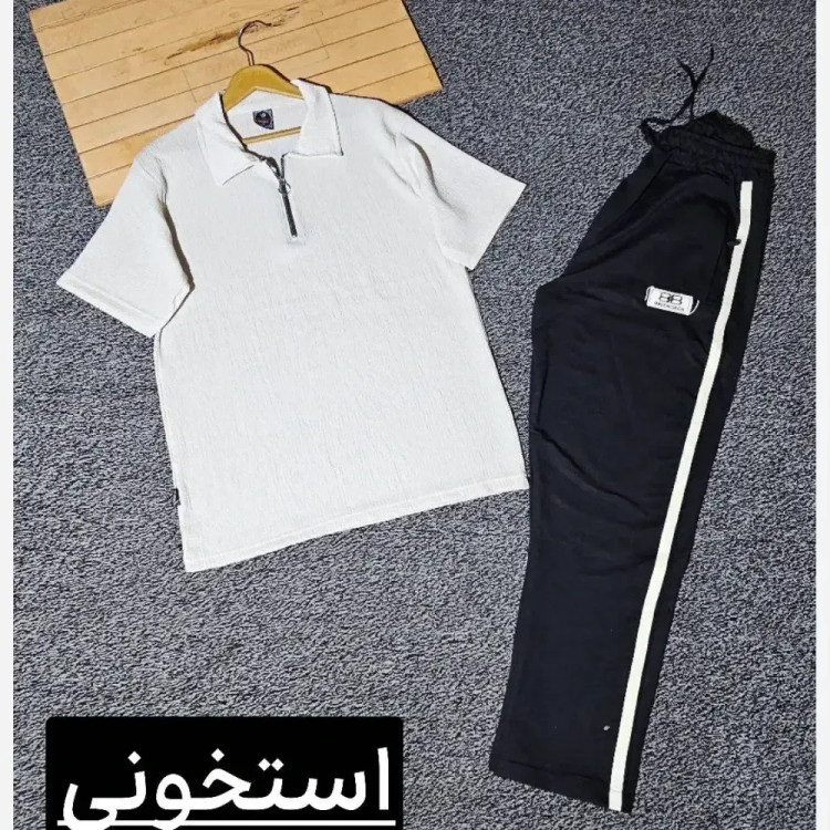 ست تیشرت کبریتی لاکرا و شلوار اسپان نخ مجلل زنانه در رنگ و سایز متنوع